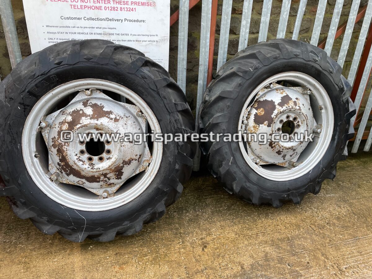 Good Year 12.4 x 28 on original GKN wheels to suit MF 135 etc ...